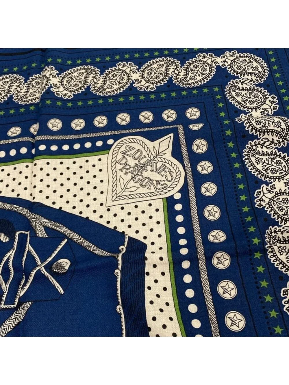 Hermes Shawl Carre Geant 140 Navy Ivory Black Zouaves Et Dragons Scarf